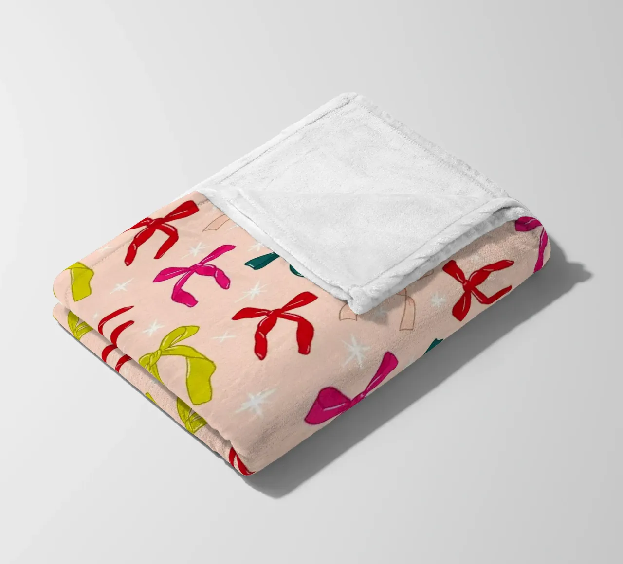 Colorful Bows Pattern on Soft Peach Background coperta in pile da showmemars