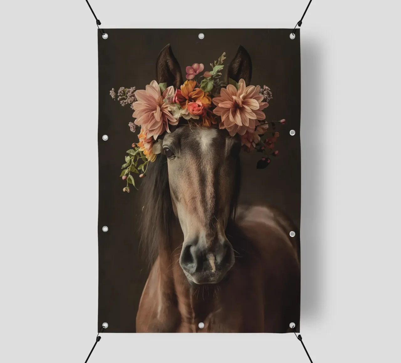 cavallo con fiori telo in pvc da Imagine