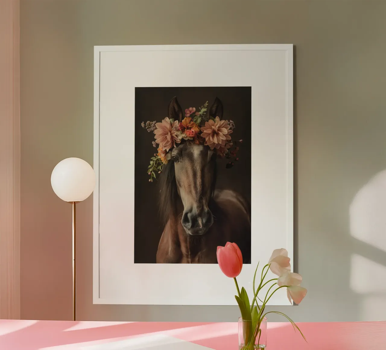 cavallo con fiori poster da Imagine