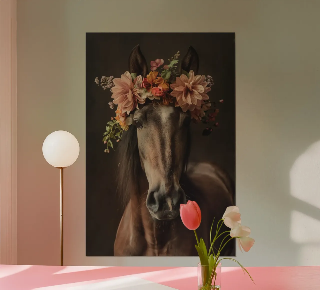 cavallo con fiori poster da Imagine