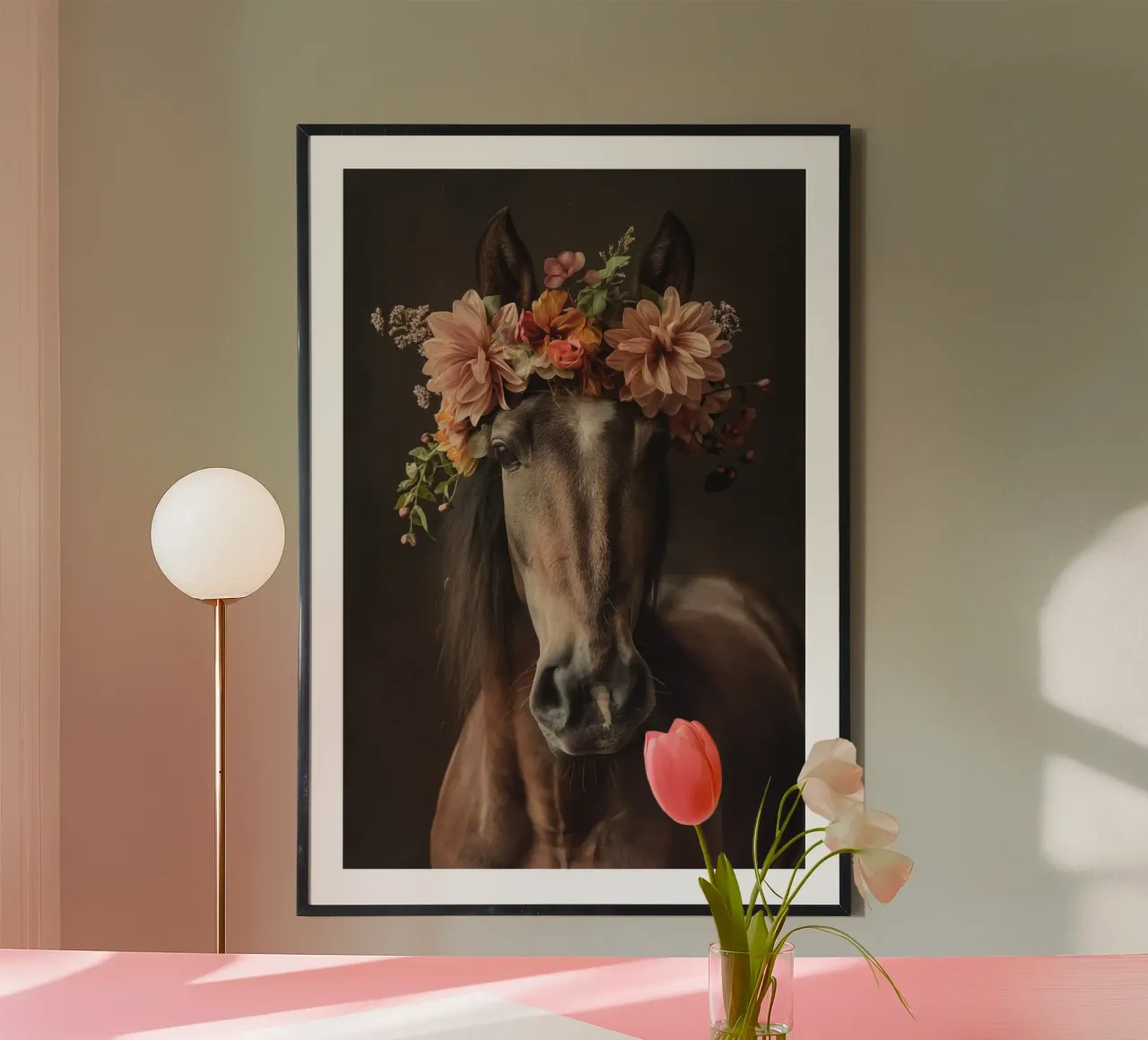 cavallo con fiori poster da Imagine