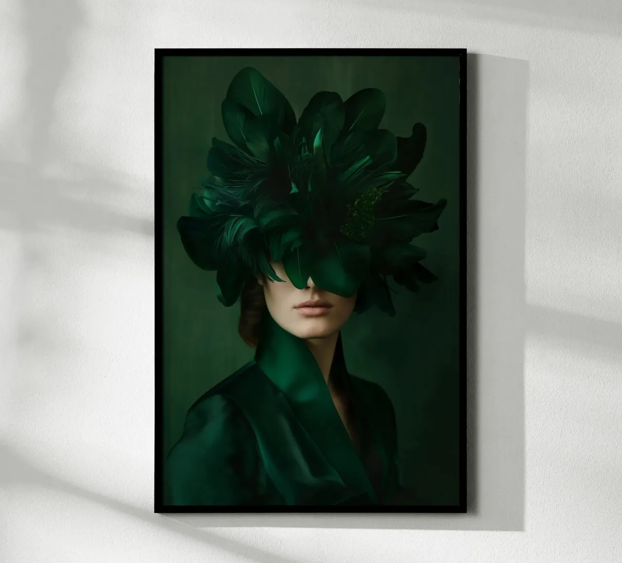 Ritratti femminili colori verdi poster con telaio in legno da Imagine