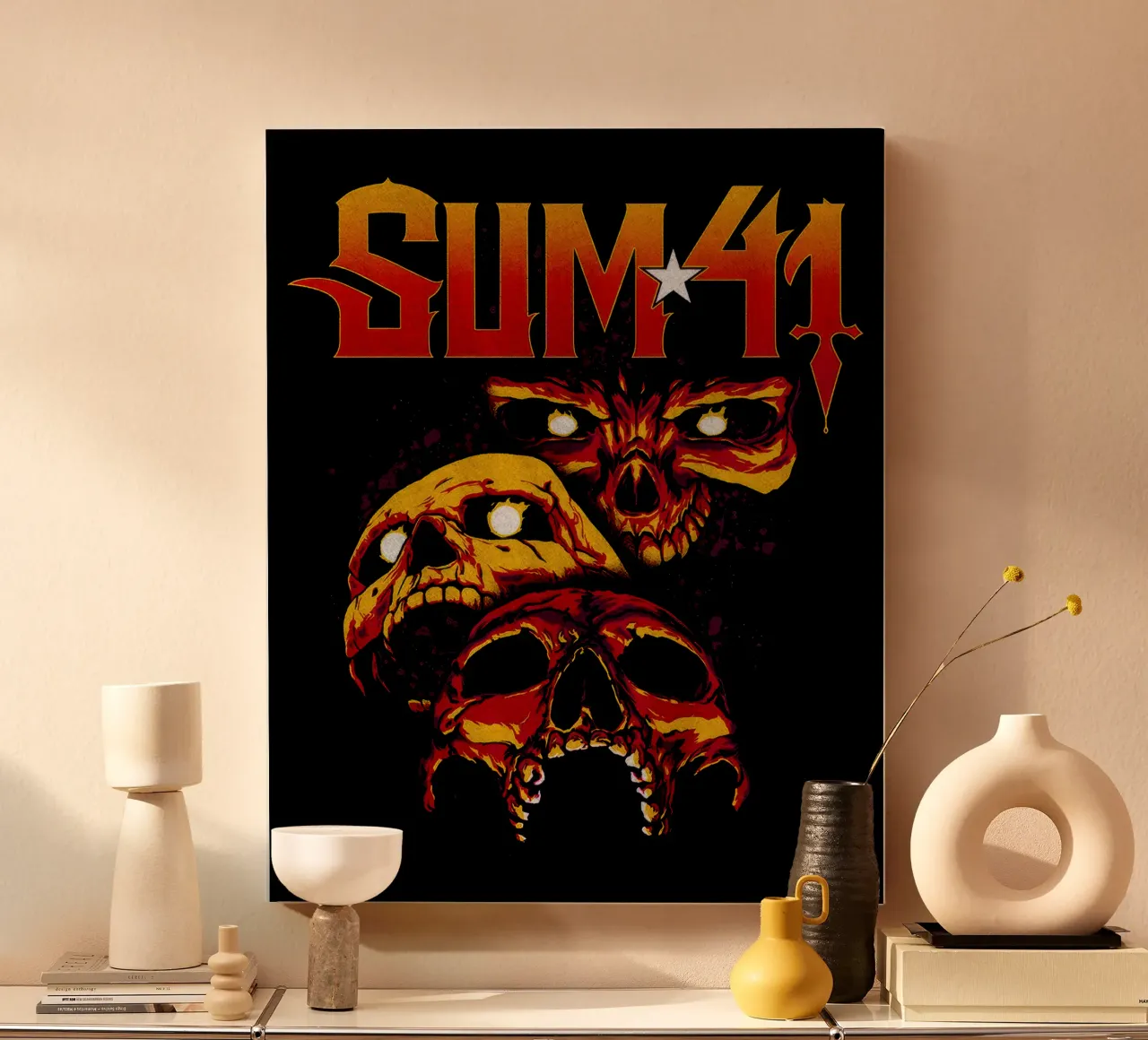 Sum 41 Skull Collage tela con Cornice a cassetta da lindacleveland