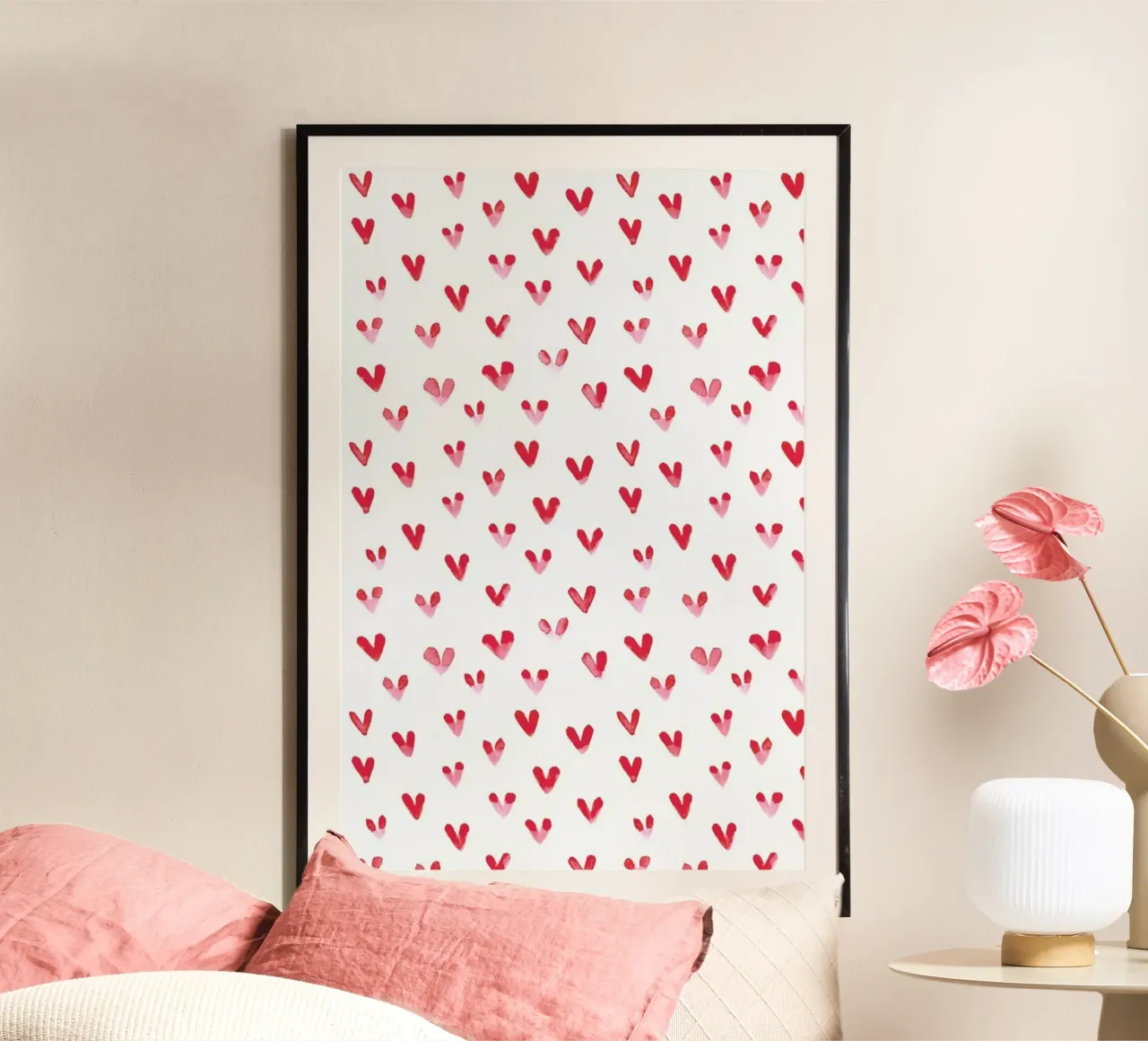 Hearts poster con telaio in legno da Sabrina Ziegenhorn