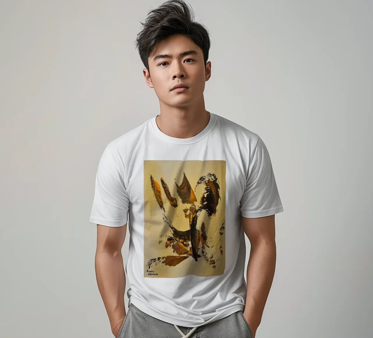 MESSAGE FROM THE HEART 34 t-shirt da Thierry Vobmann Abstract painting