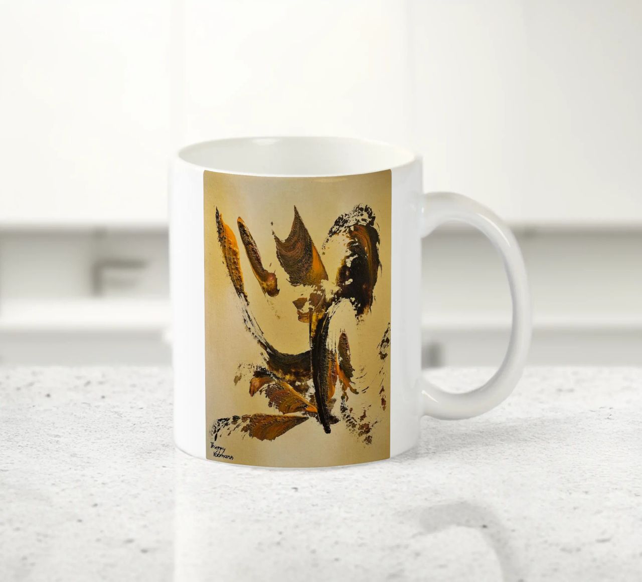 MESSAGE FROM THE HEART 34 tazza in ceramica da Thierry Vobmann Abstract painting