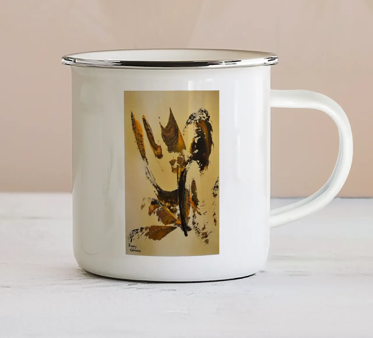 MESSAGE FROM THE HEART 34 mug en émail de Thierry Vobmann Abstract painting