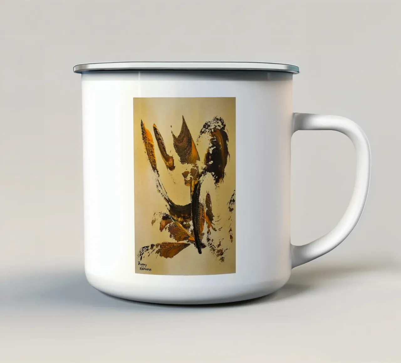 MESSAGE FROM THE HEART 34 mug en émail de Thierry Vobmann Abstract painting