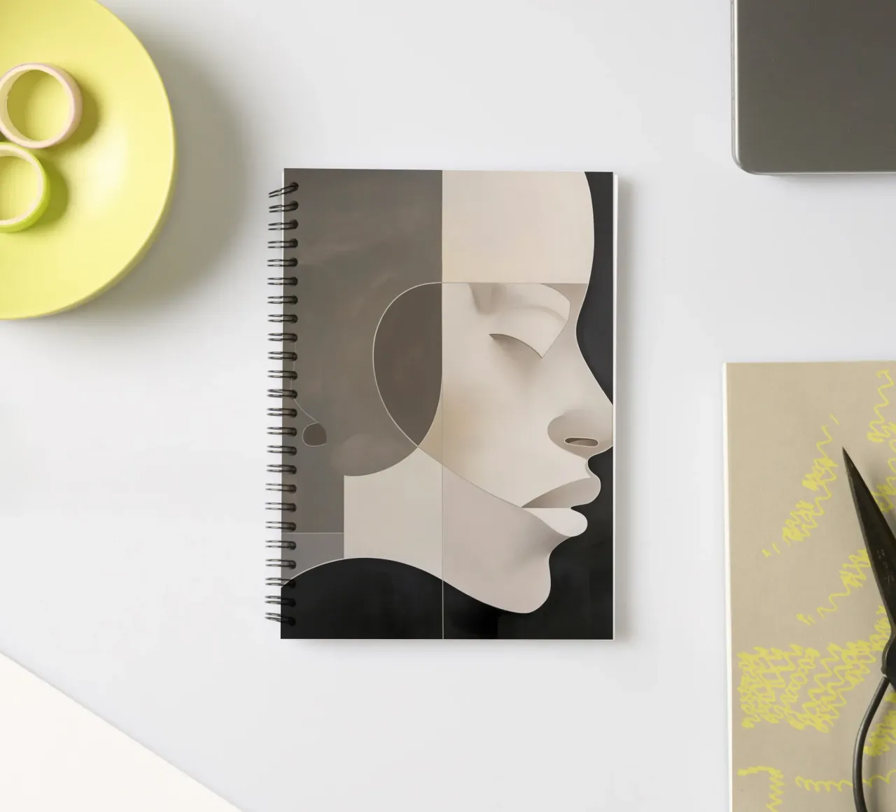 Abstract face spiral notebook by Imagine