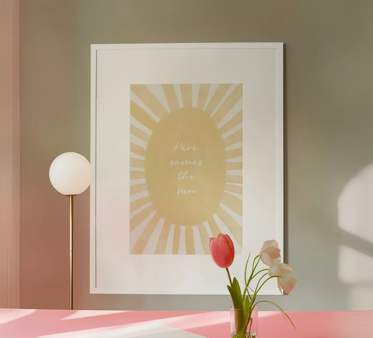 Hier komt de zon, Boho Zonnedruk poster van DolceVita