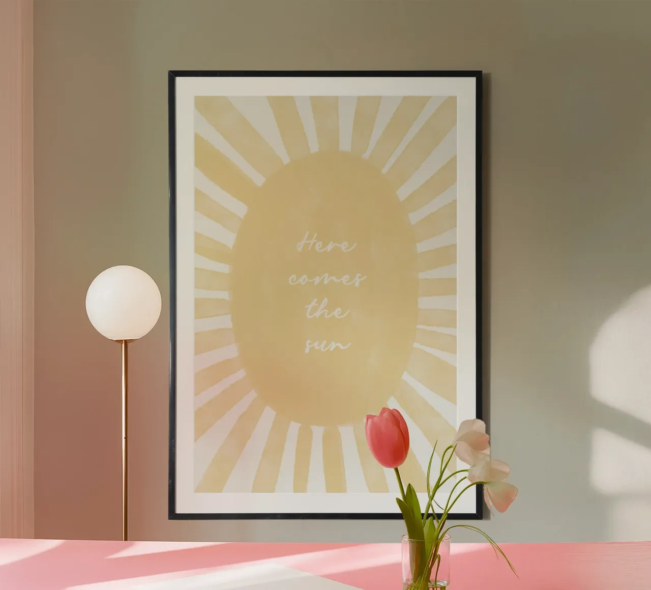 Hier komt de zon, Boho Zonnedruk poster van DolceVita