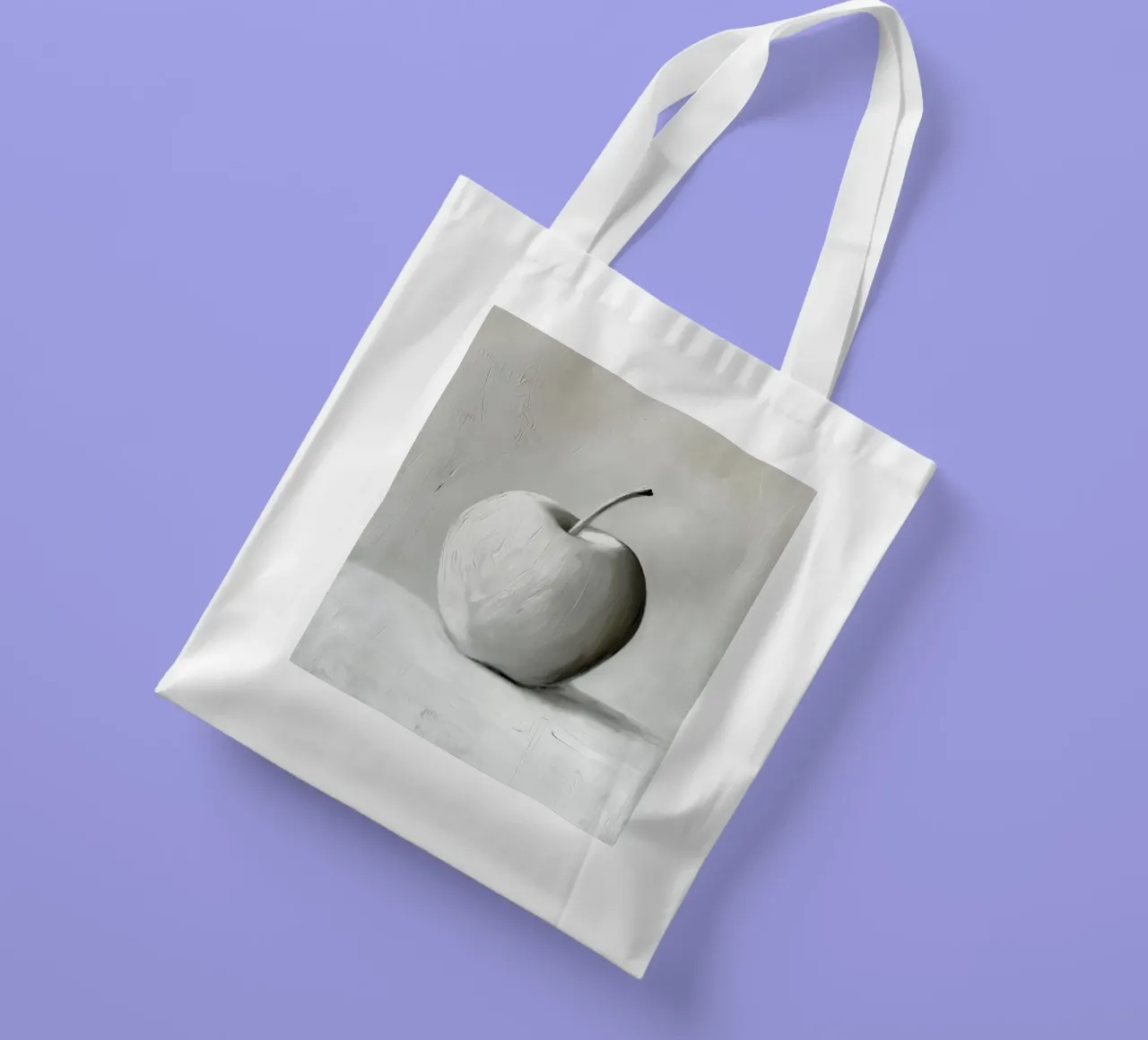 Apple in shades of grey tote bag by Imagine