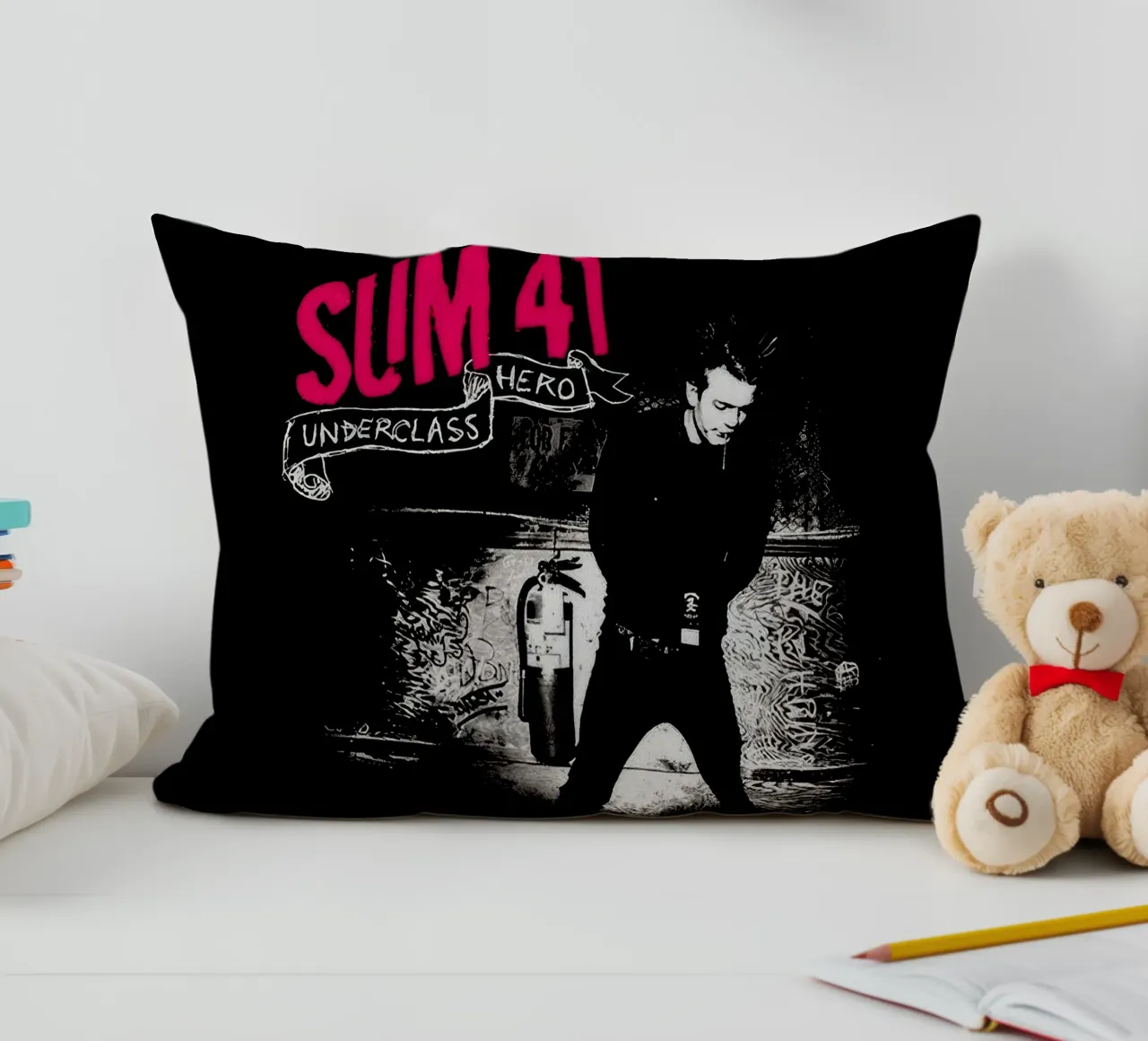 Sum 41 Underclass Hero cuscino da lindacleveland