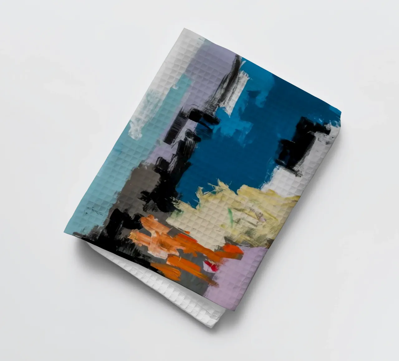 Vergulde azuurblauwe waterval theedoek van Sublime Layers