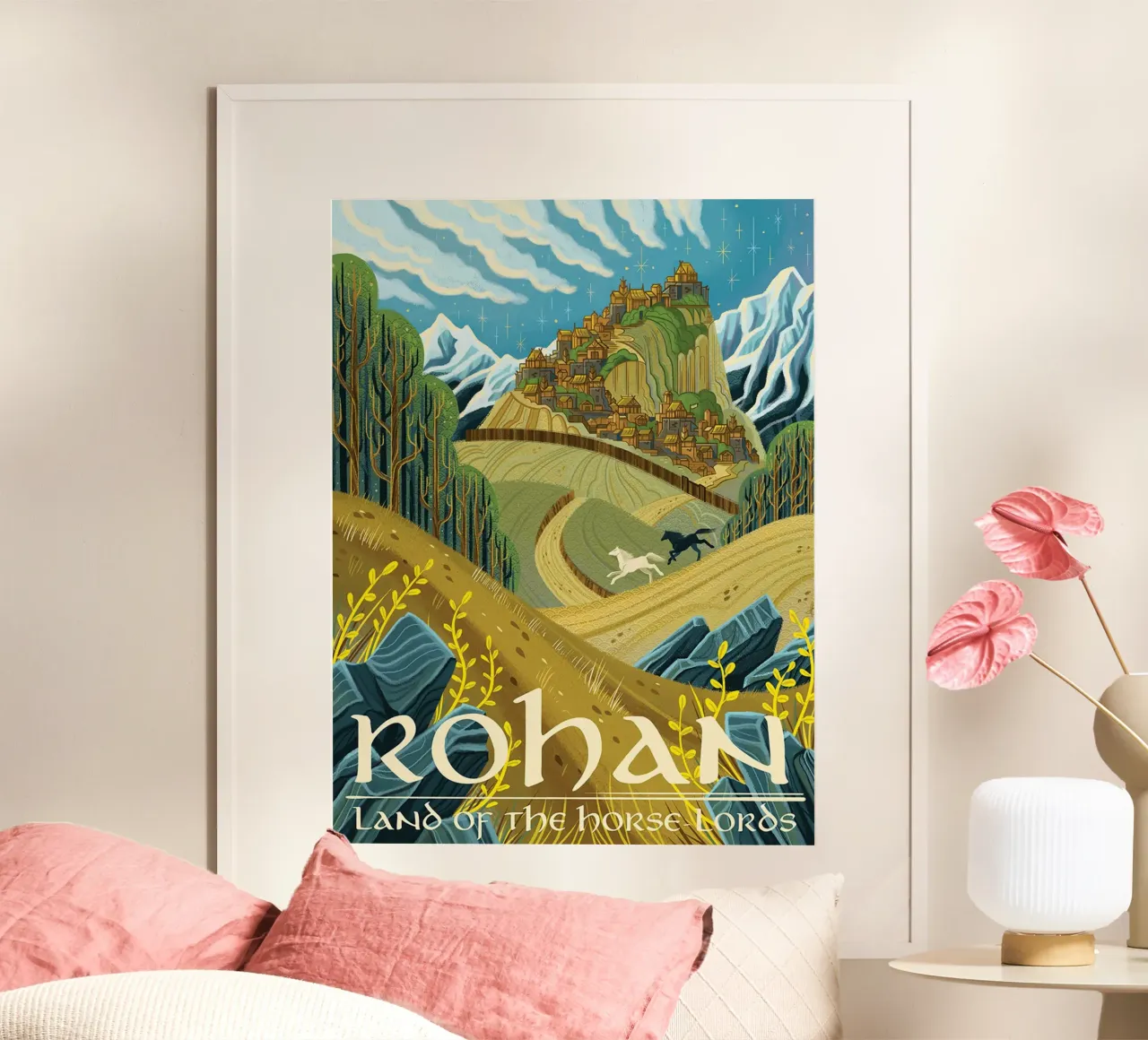 Rohan Terra dei Signori dei Cavalli poster con telaio in alluminio da Junkie Movie