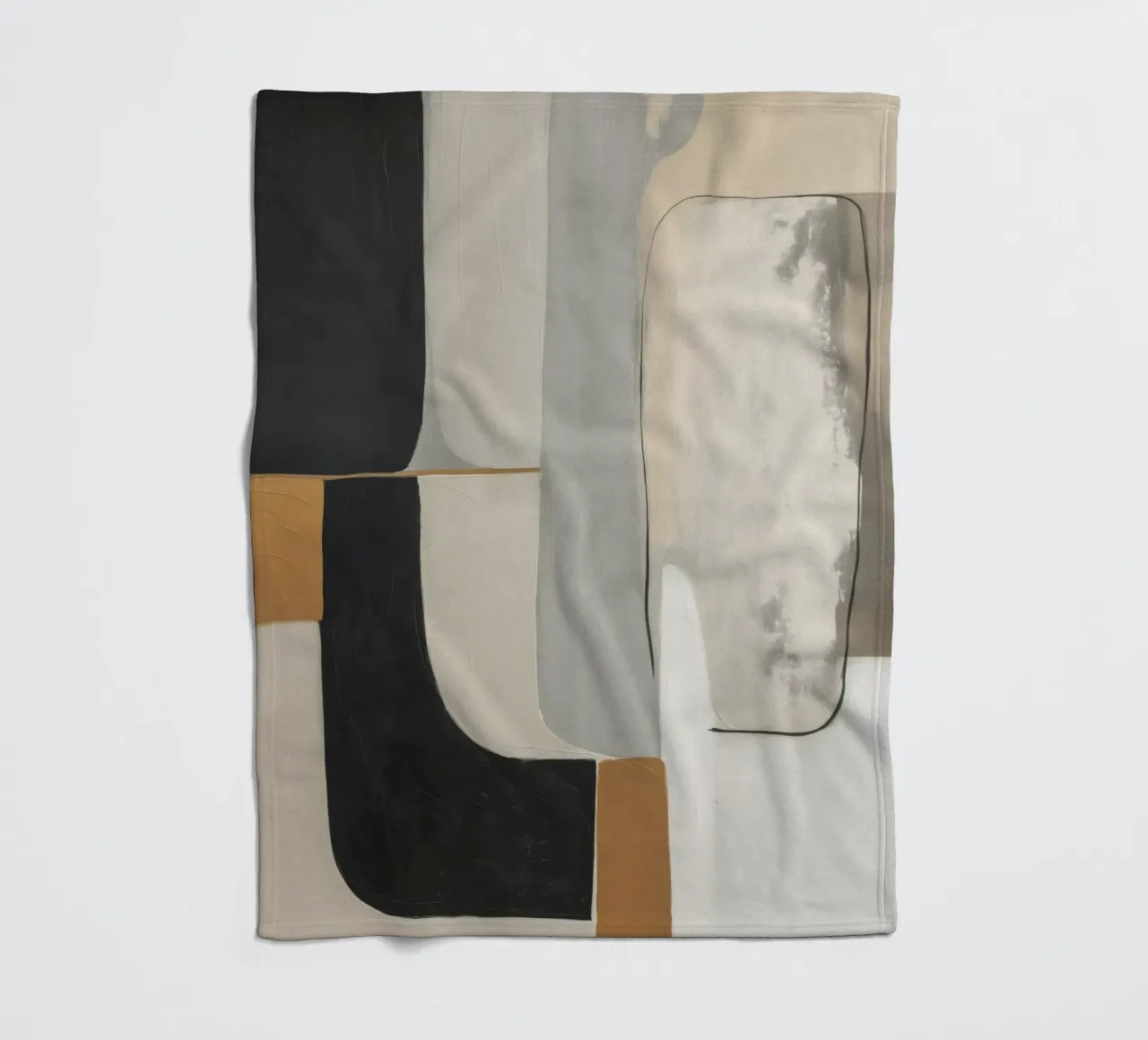 Forme astratte in crema e nero e marrone coperta in pile da Imagine