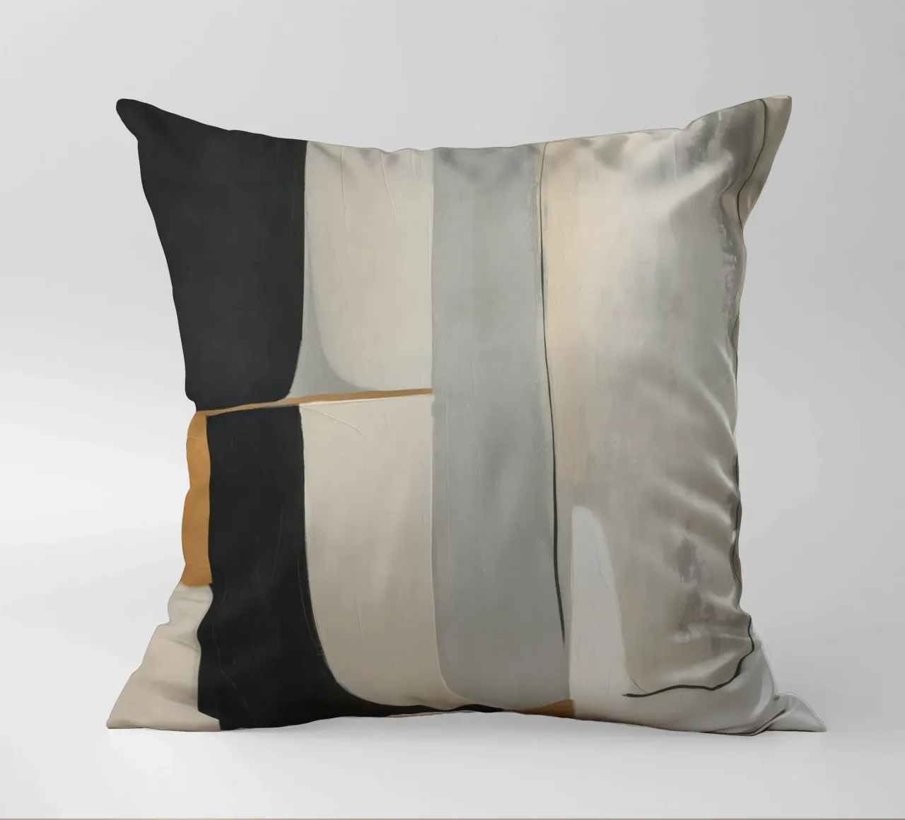 Forme astratte in crema e nero e marrone cuscino da Imagine