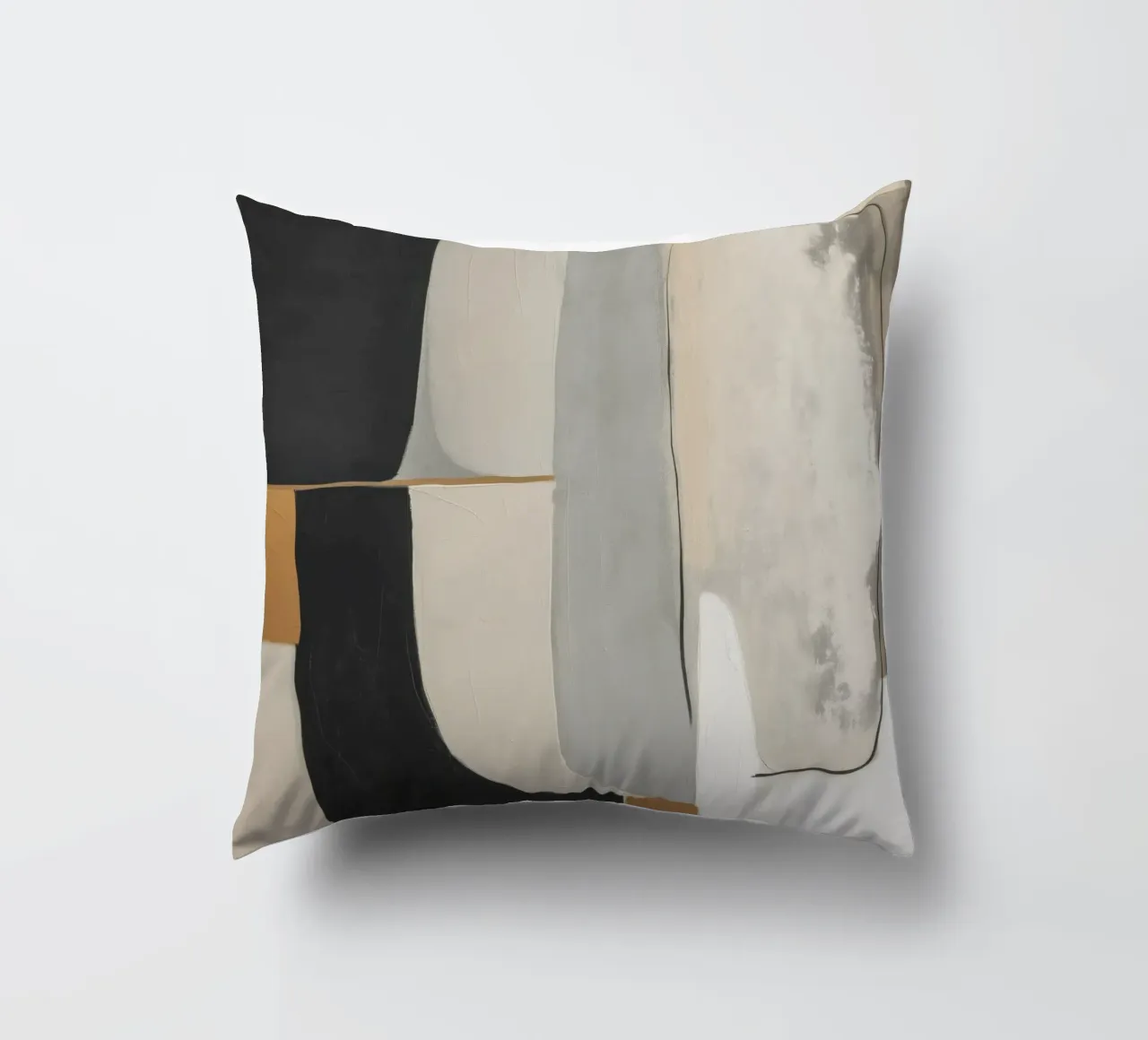 Forme astratte in crema e nero e marrone cuscino da Imagine