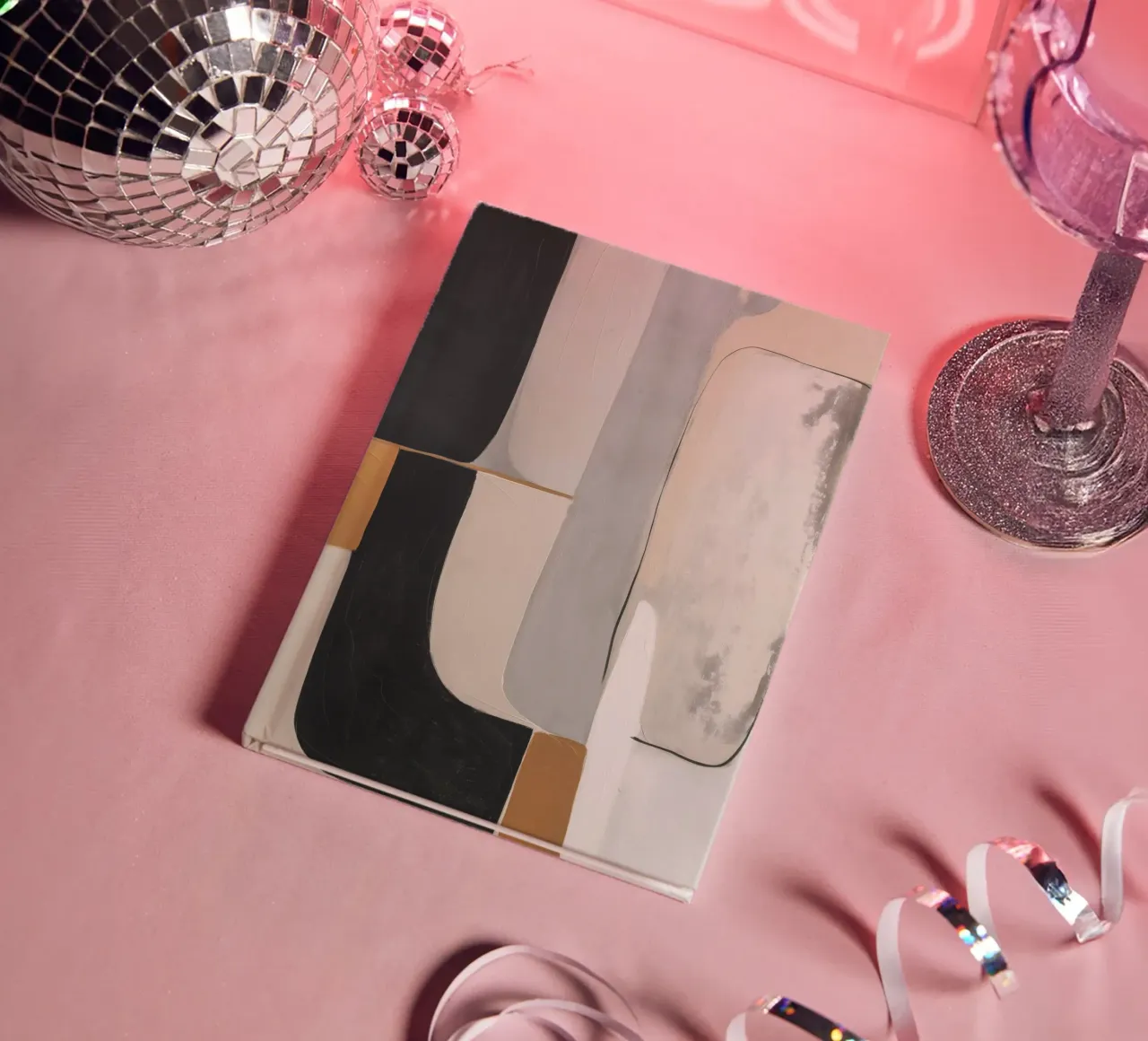 Abstract shapes in cream and black and brown notebook by Imagine