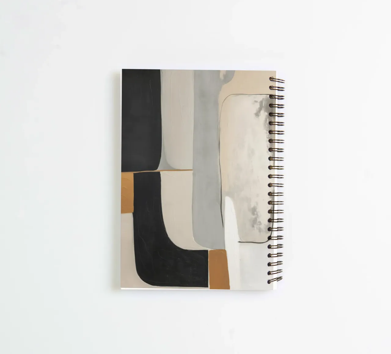 Abstract shapes in cream and black and brown spiral notebook by Imagine