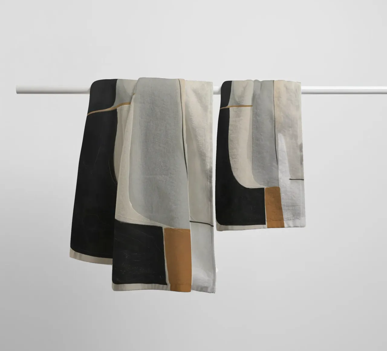 Forme astratte in crema e nero e marrone asciugamano da bagno da Imagine