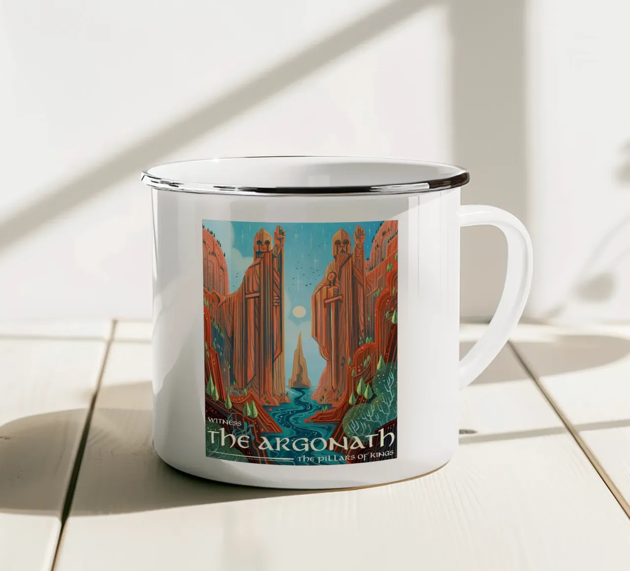 Testimone Argonath I pilastri dei re tazza in smalto da Junkie Movie