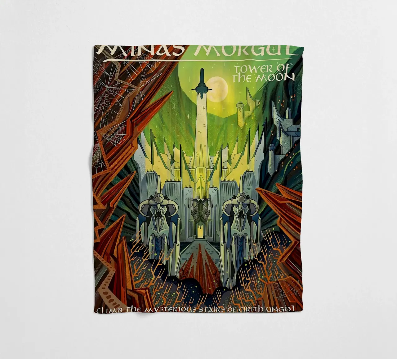 Minas Morgul Tower of the Moon fleece blanket by Junkie Movie