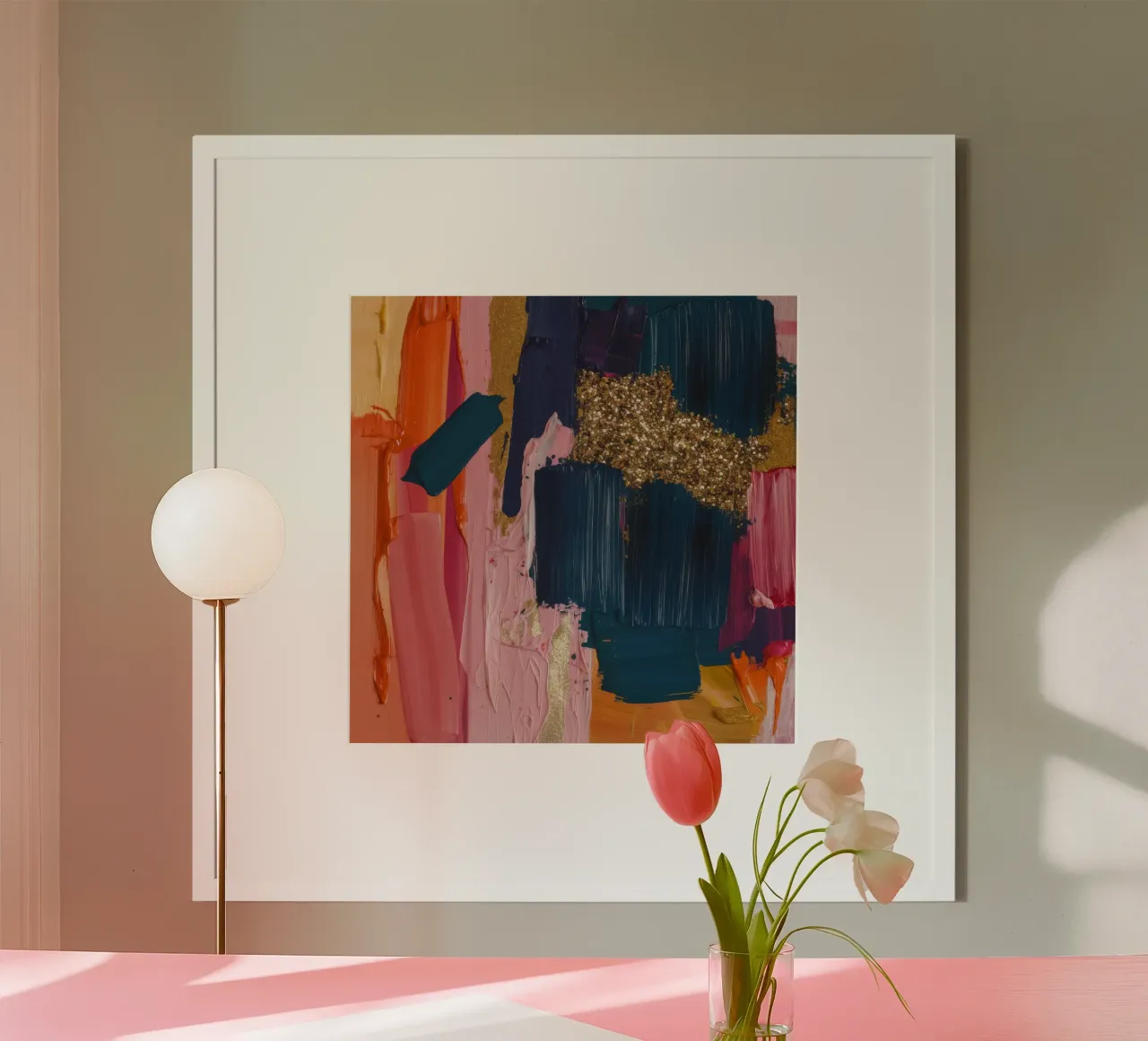 Danza a striature vivaci poster con telaio in plastica da Sublime Layers