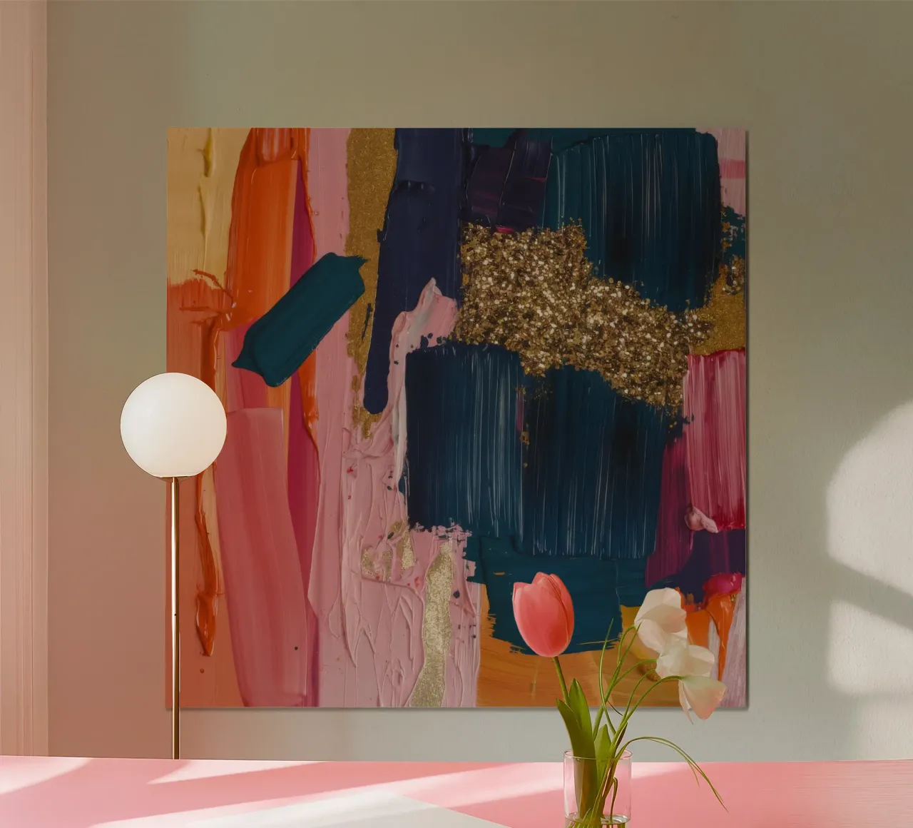 Danza a striature vivaci poster con telaio in plastica da Sublime Layers