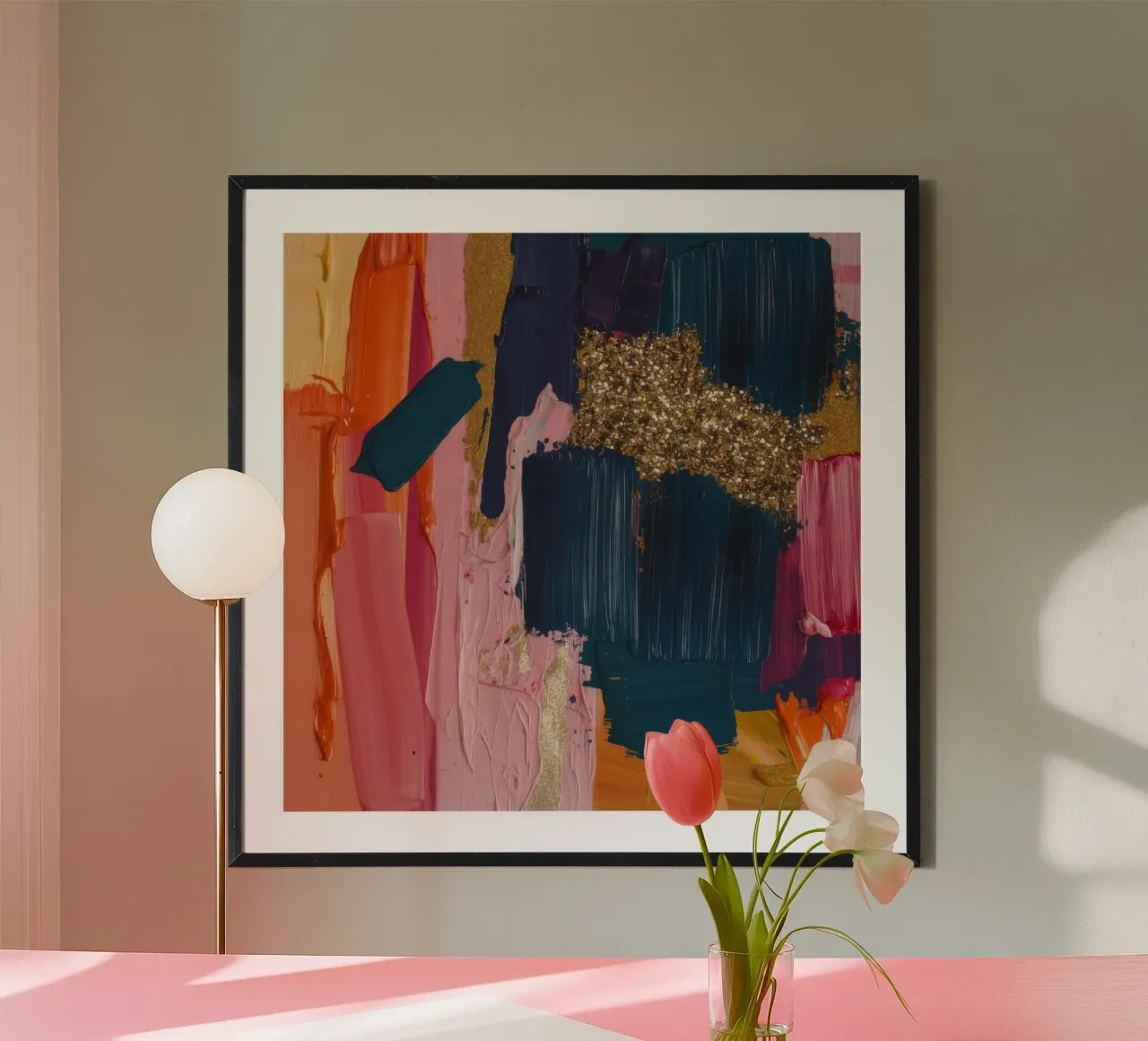 Danza a striature vivaci poster con telaio in plastica da Sublime Layers