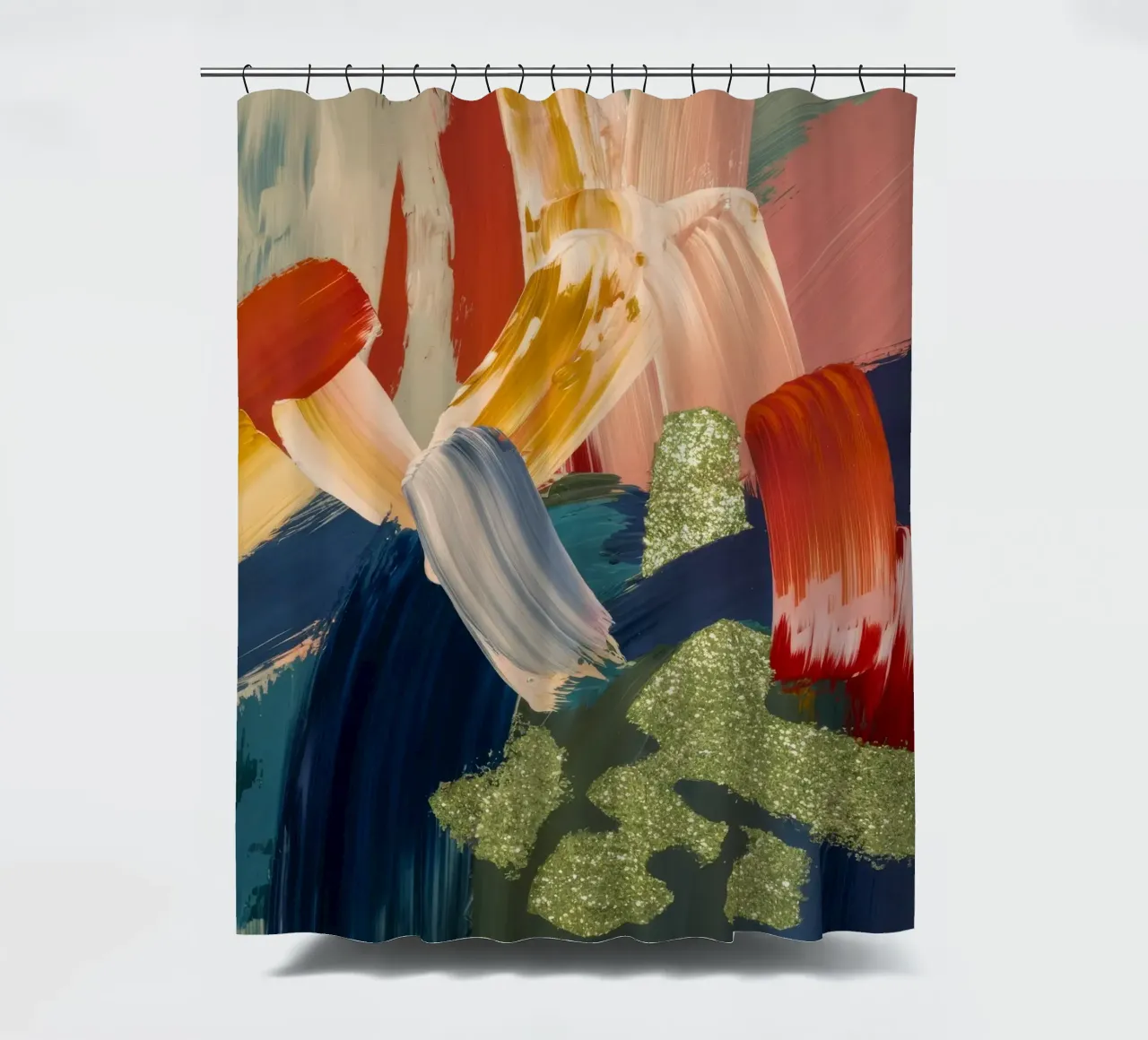 Vergoldeter Karminfluss Duschvorhang von Sublime Layers