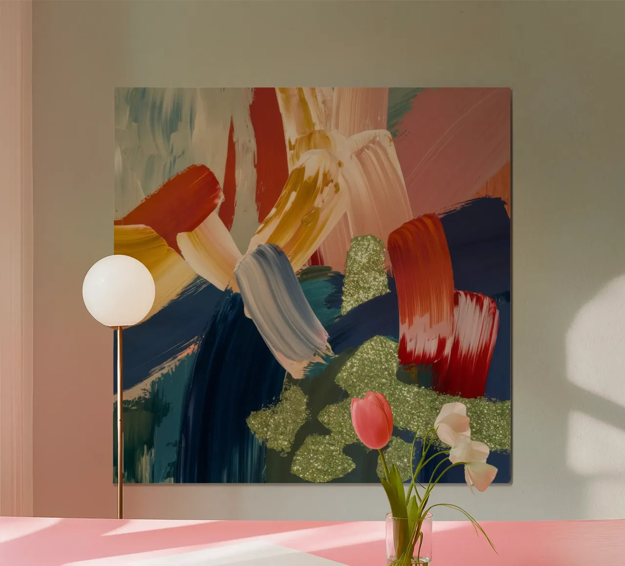 Flusso cremisi dorato poster da Sublime Layers