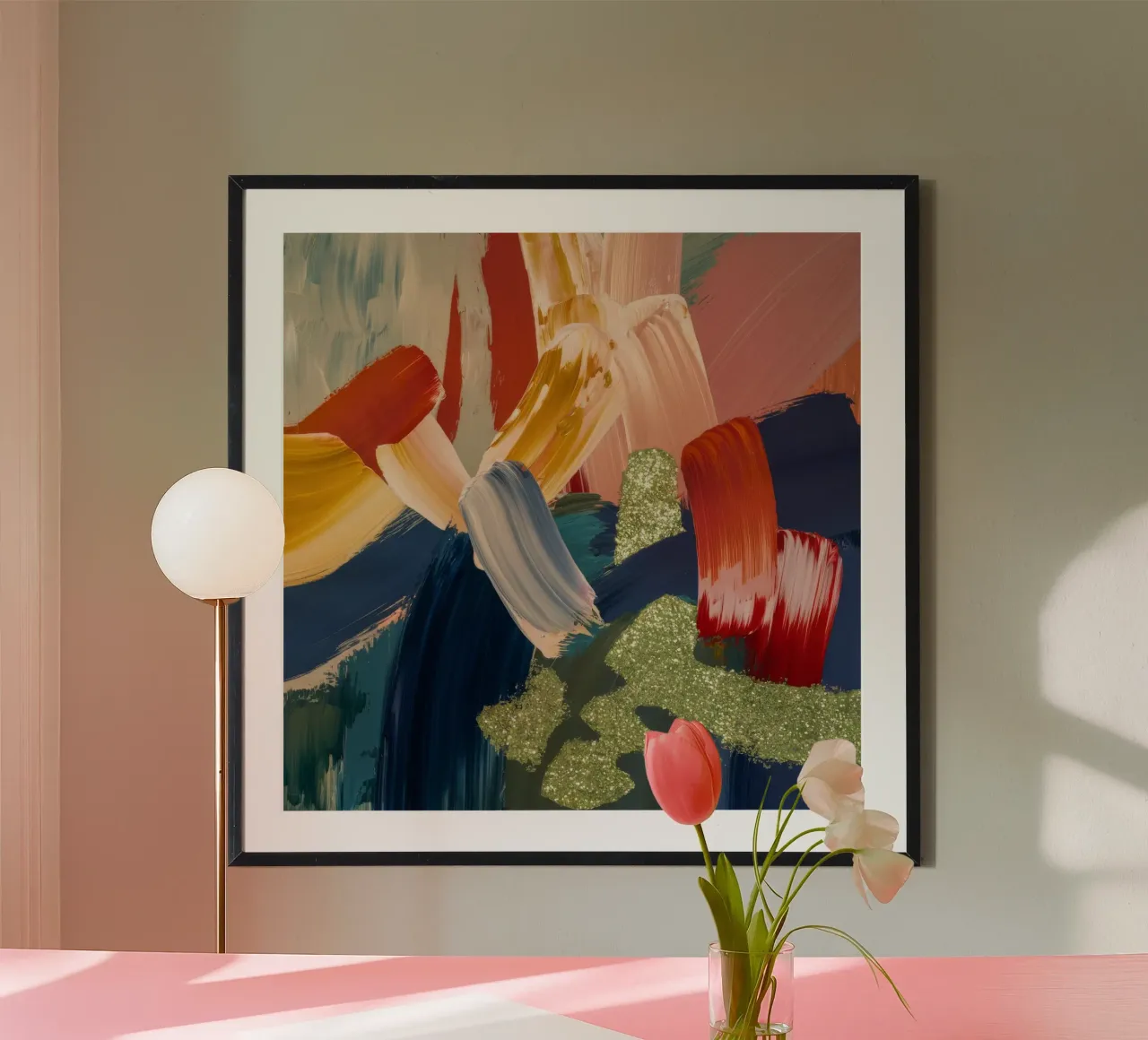 Flusso cremisi dorato poster da Sublime Layers