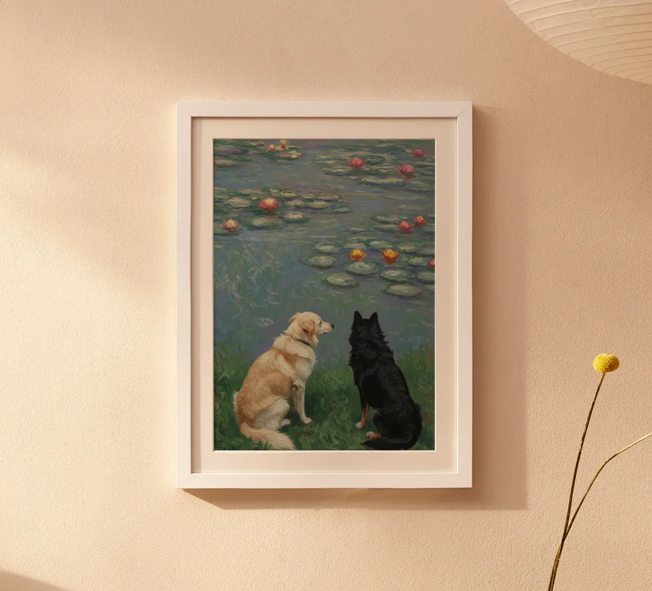 Cani e ninfee di Monet poster con telaio in plastica da Art Center