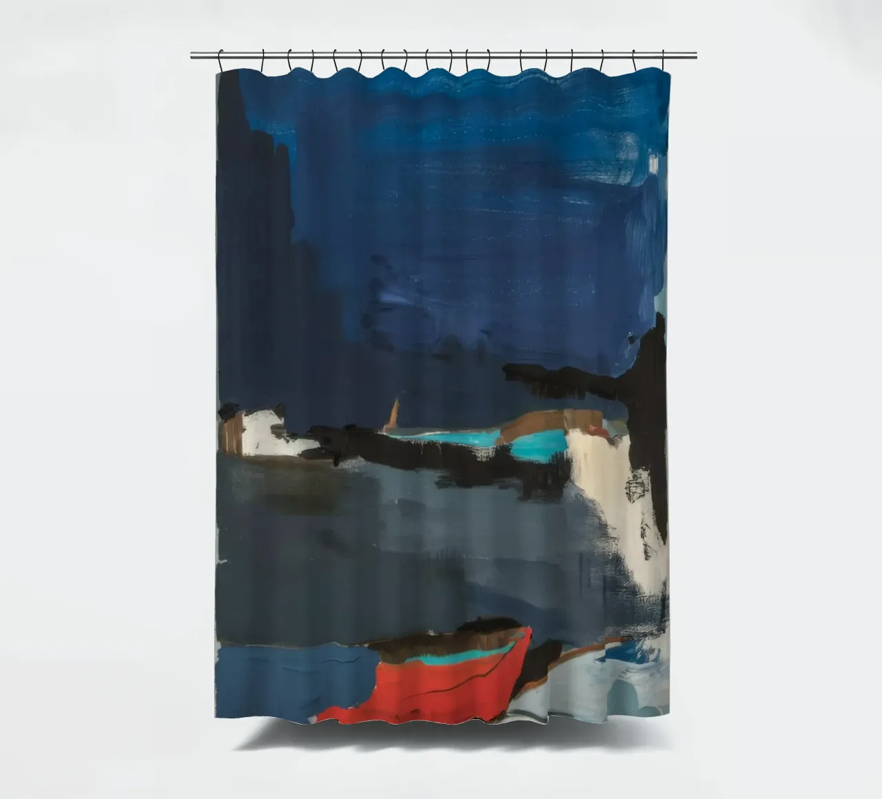 Azure Horizon Calm shower curtain by Sublime Layers