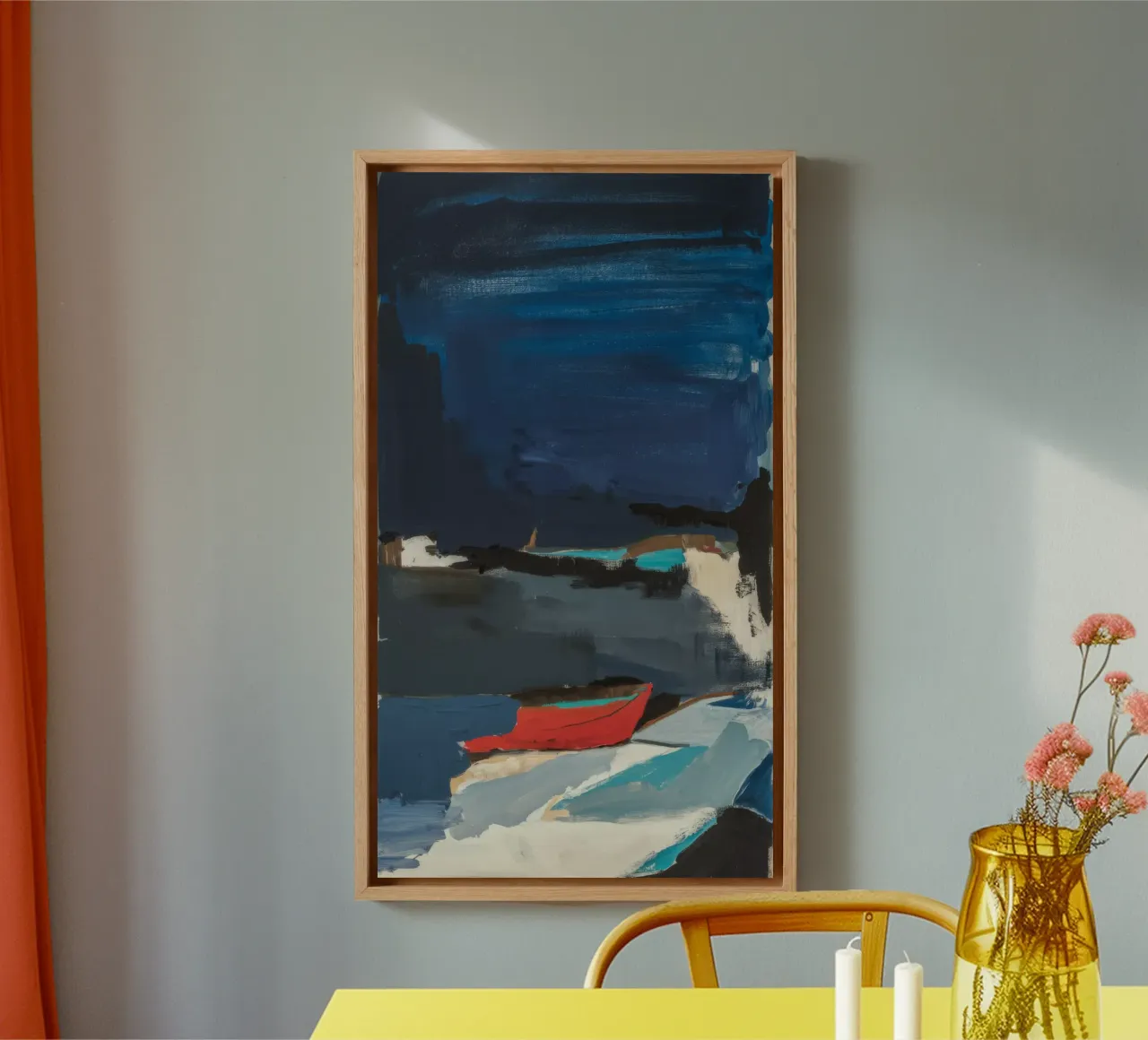 Azure Horizon Calm canvas with Floater frame by Sublime Layers
