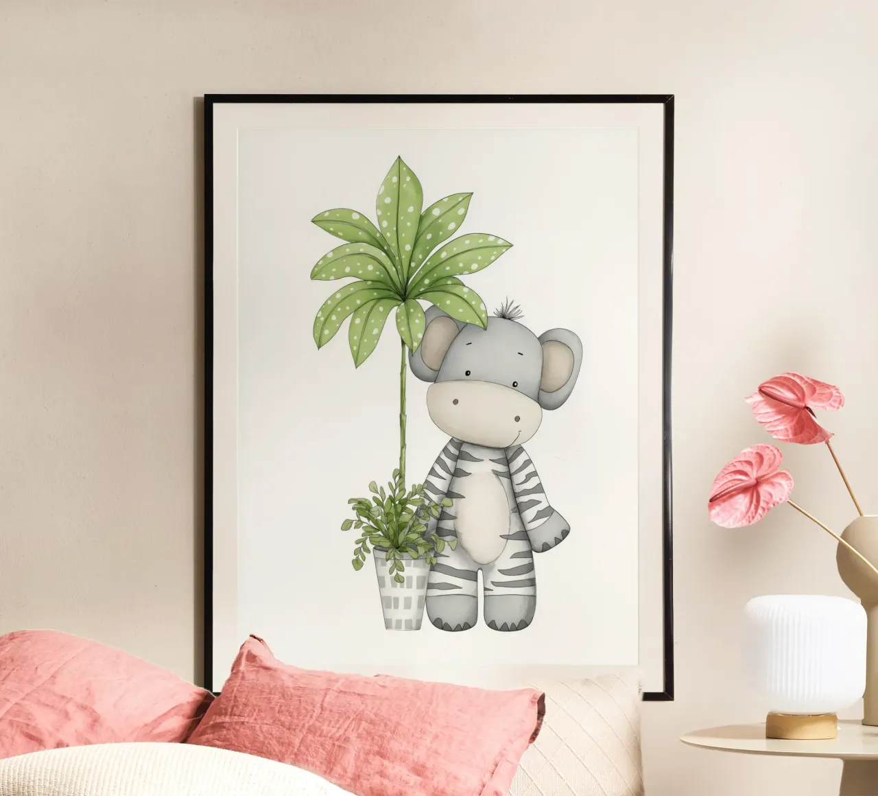 Vivaio di zebre poster con telaio in legno da Imagine