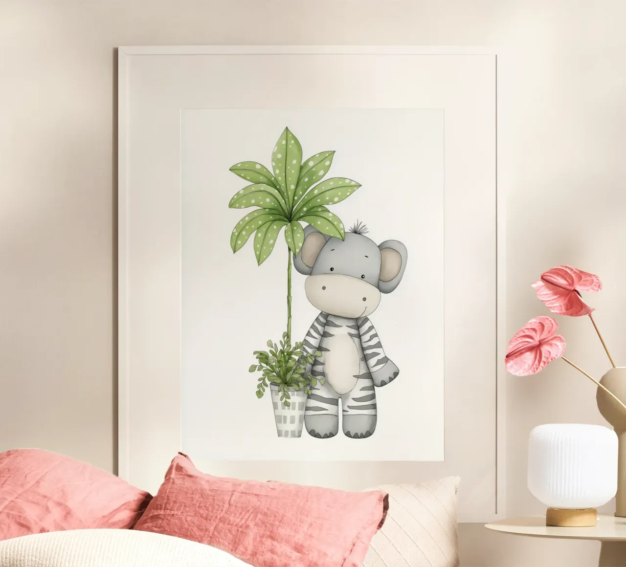Vivaio di zebre poster con telaio in legno da Imagine