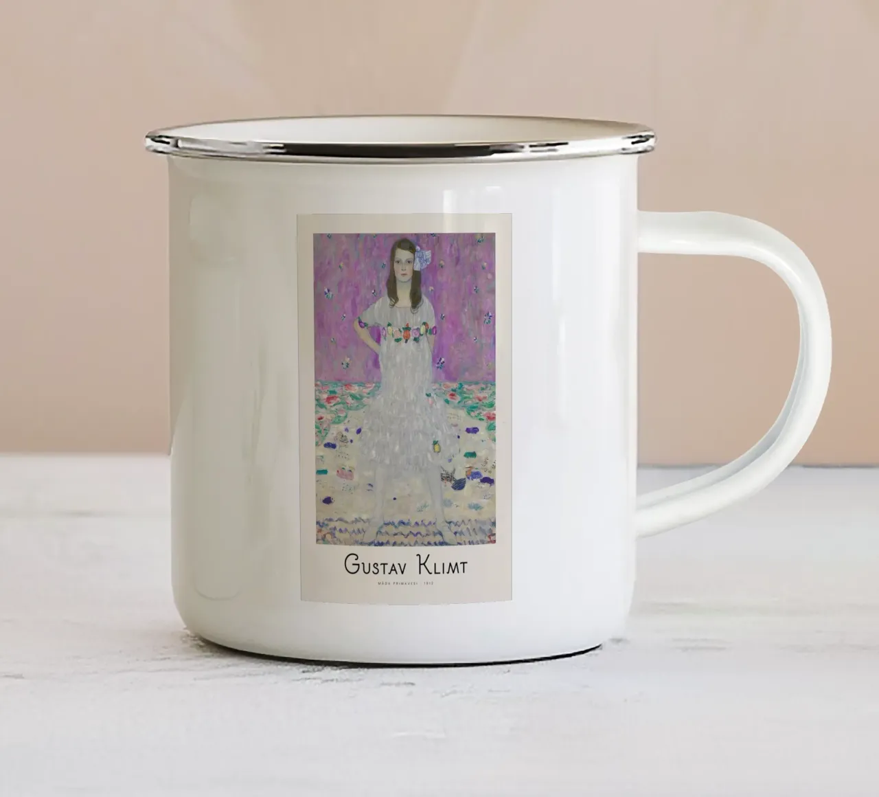 Gustav Klimt - Madam Primavesi - 1912 tazza in smalto da Vintage by JUNIQE