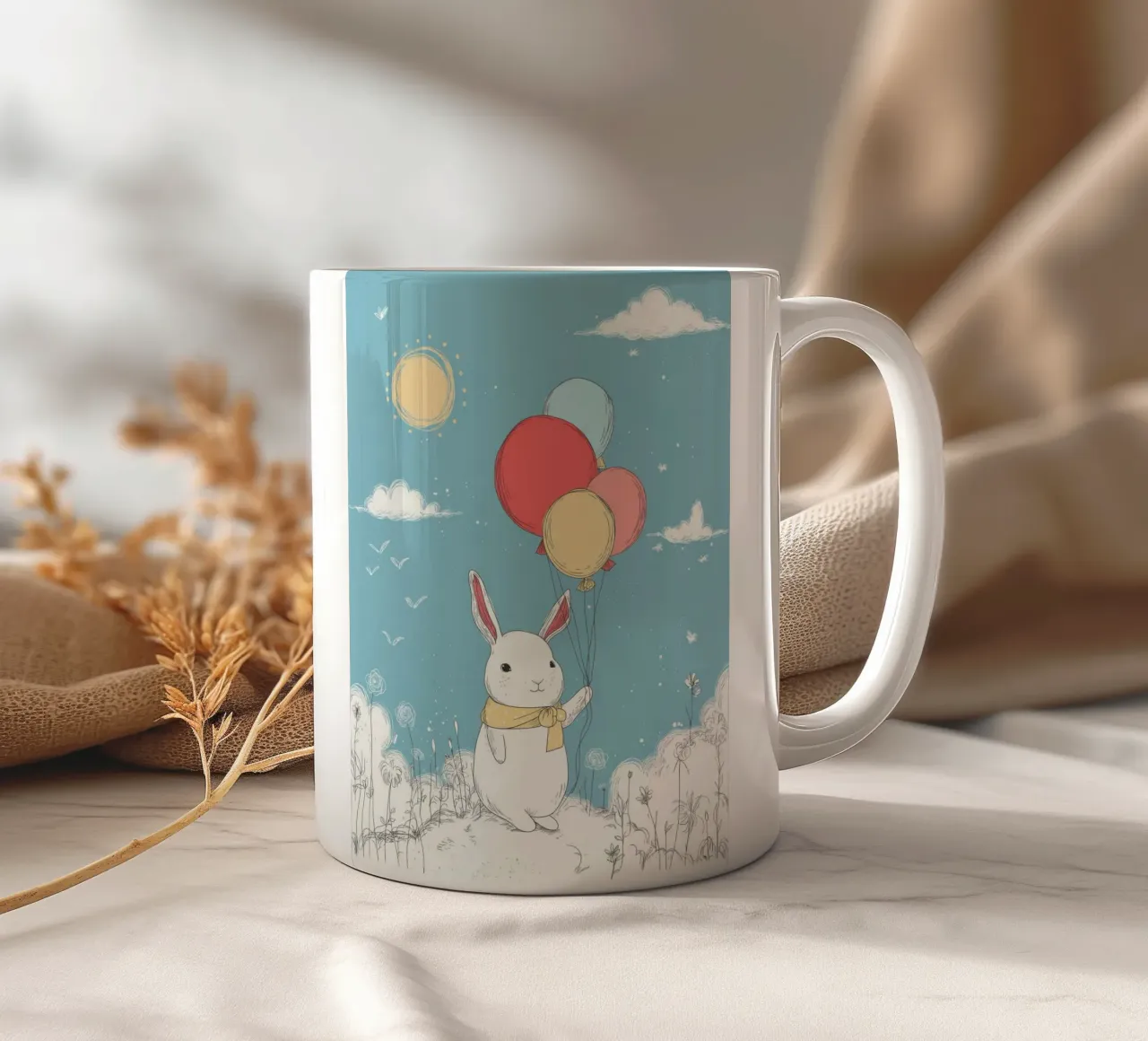 Coniglio con palloncini per la cameretta tazza in ceramica da Imagine
