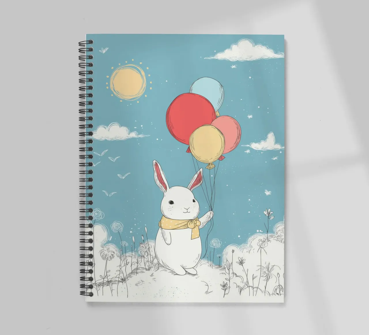 Rabbit with balloons for the nursery spiral notebook by Imagine