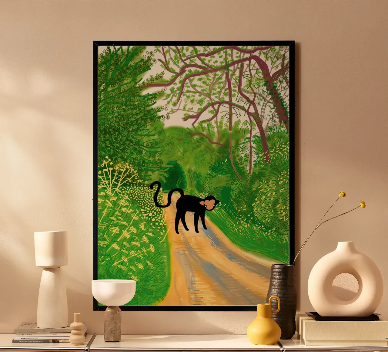 scimmia yosemite poster con telaio in plastica da khanrosie