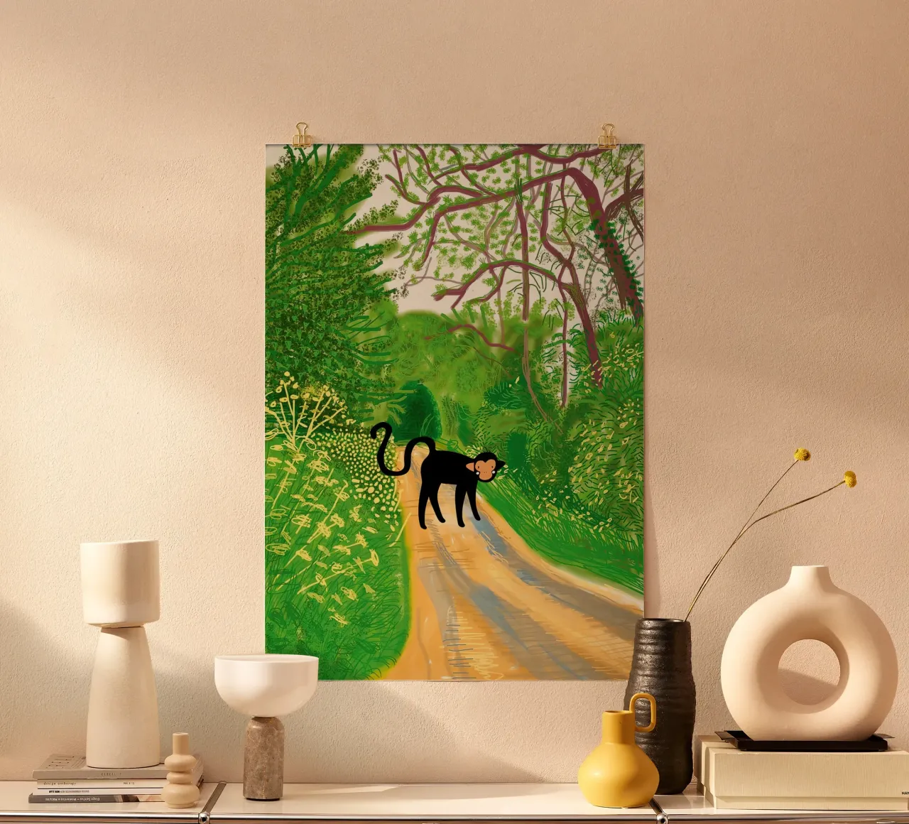 scimmia yosemite poster con telaio in plastica da khanrosie