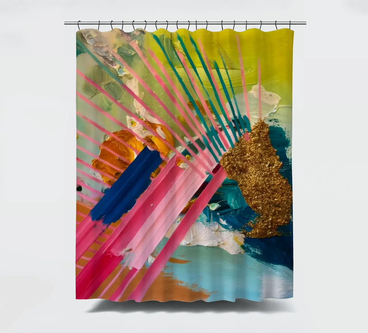 Gilded Ray Explosion shower curtain by Sublime Layers