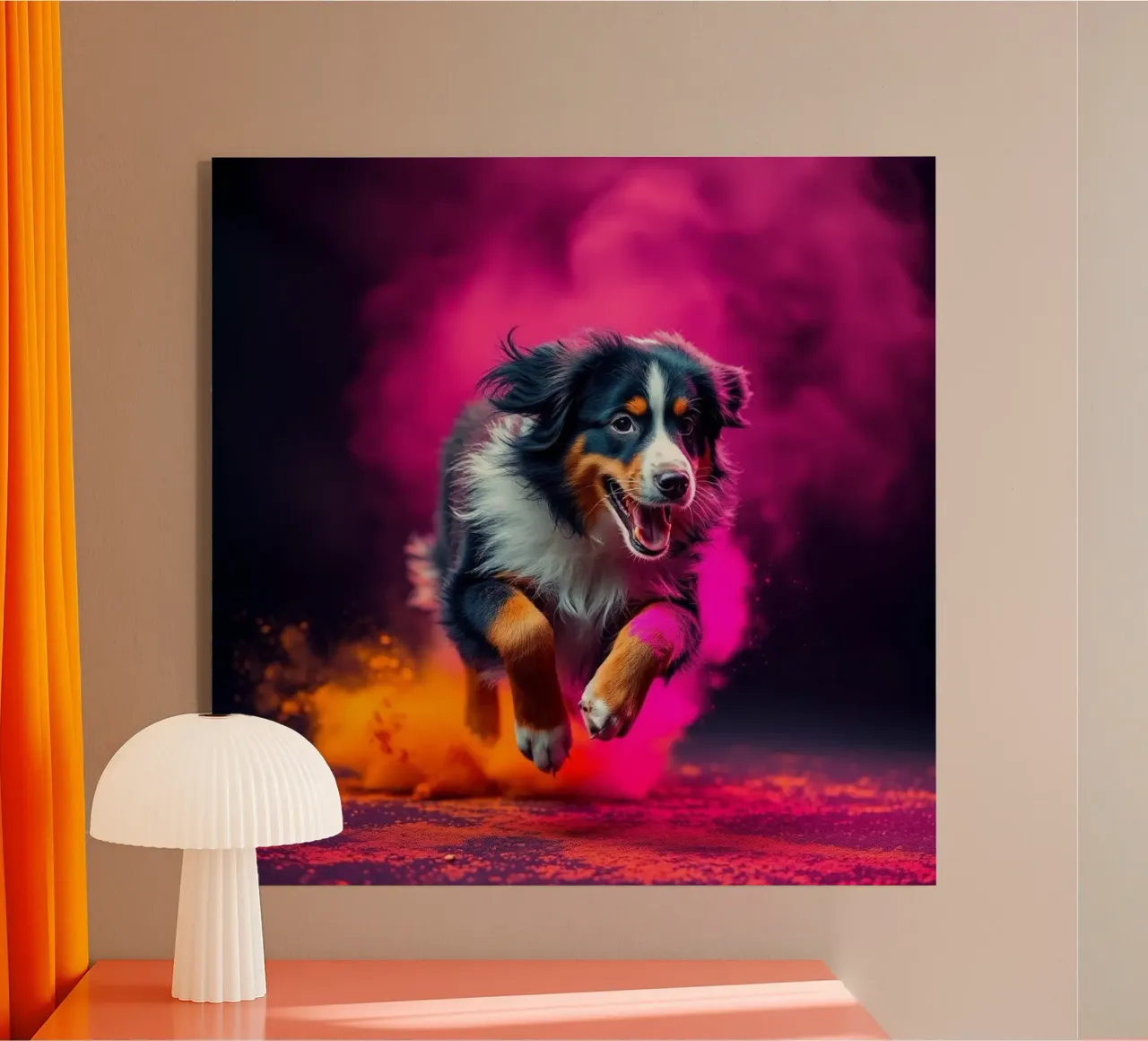 The colorful Bernese Mountain Dog #81 acrylic glass by Yumis.Beargang.and.Me