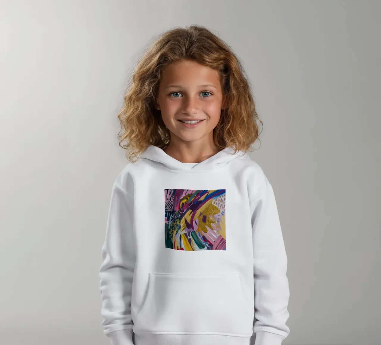 Golden Vortex Bloom kids hoodie by Sublime Layers