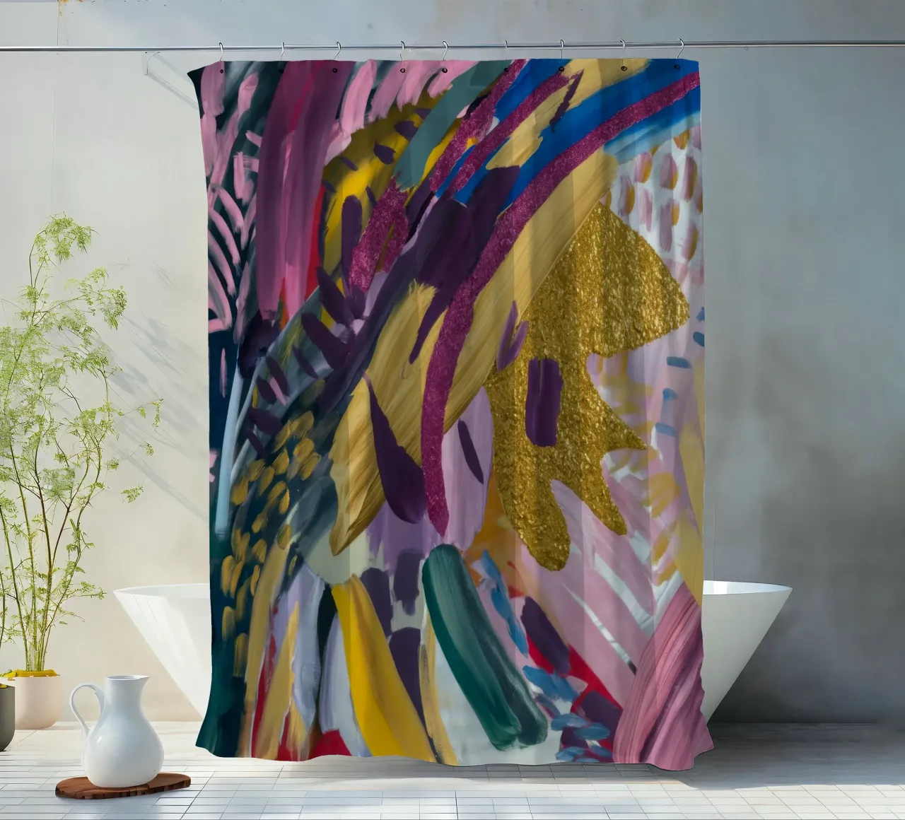Gouden vortex bloei douchegordijn van Sublime Layers