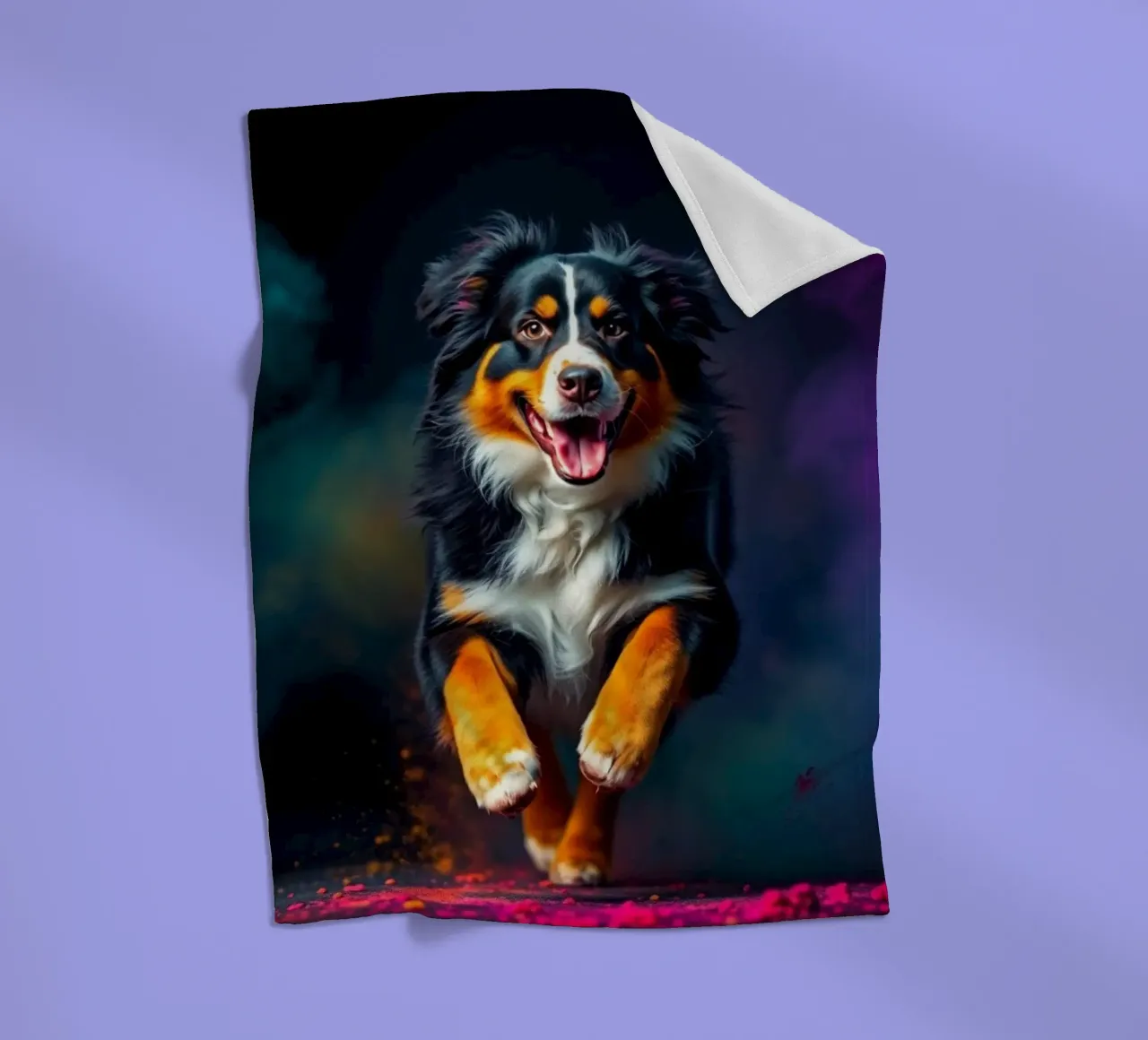 The colorful Bernese Mountain Dog #82 fleece blanket by Yumis.Beargang.and.Me