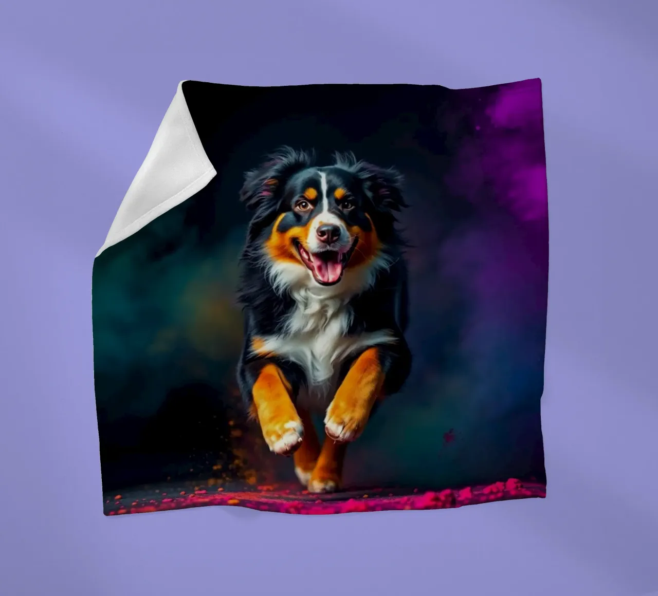 The colorful Bernese Mountain Dog #82 fleece blanket by Yumis.Beargang.and.Me
