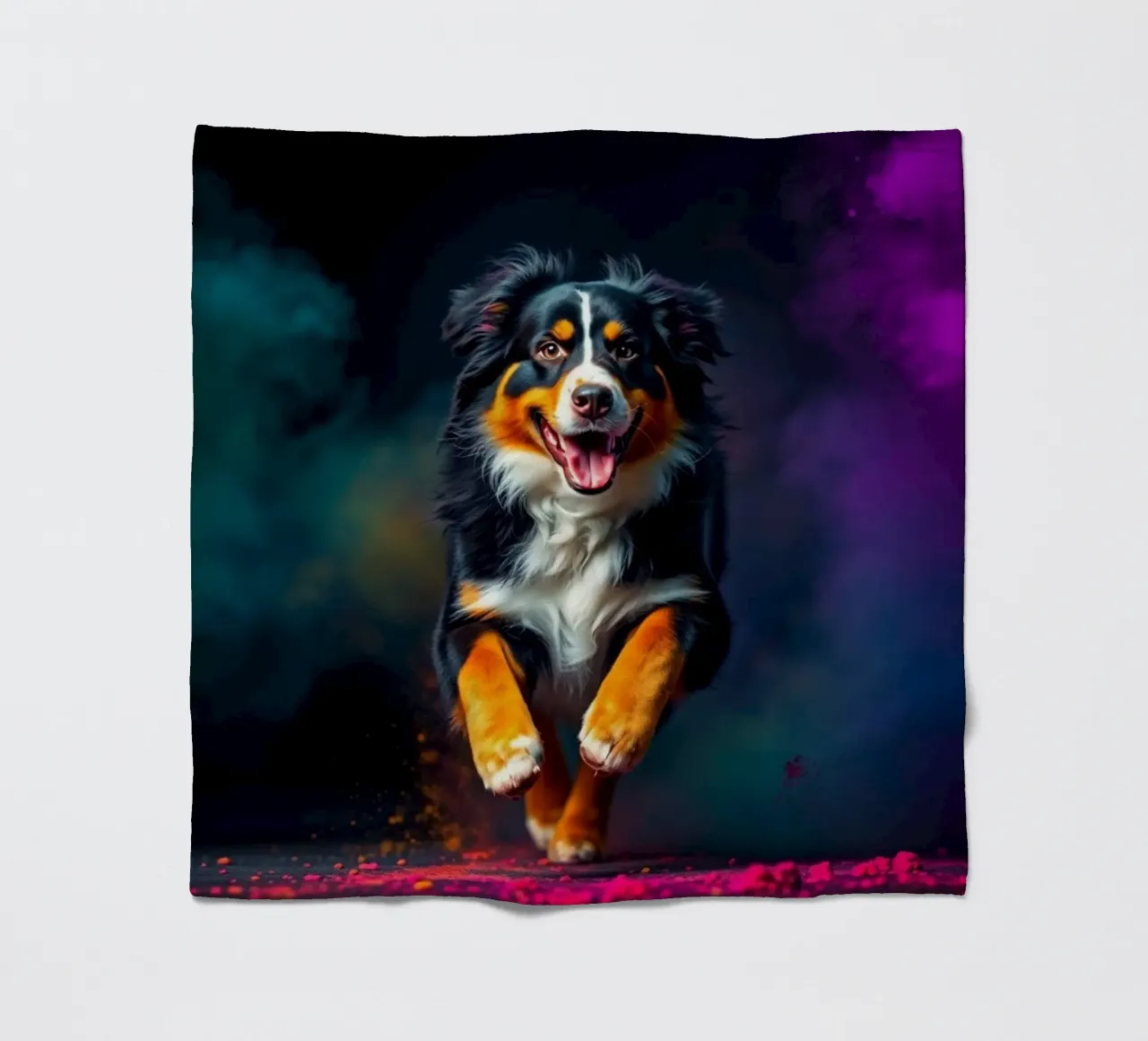 The colorful Bernese Mountain Dog #82 fleece blanket by Yumis.Beargang.and.Me